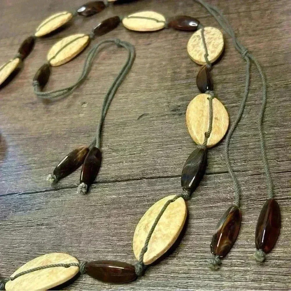 Coconut Shell and Stone Boho Art Hippie Style Belt / Necklace - Picture 3 of 3